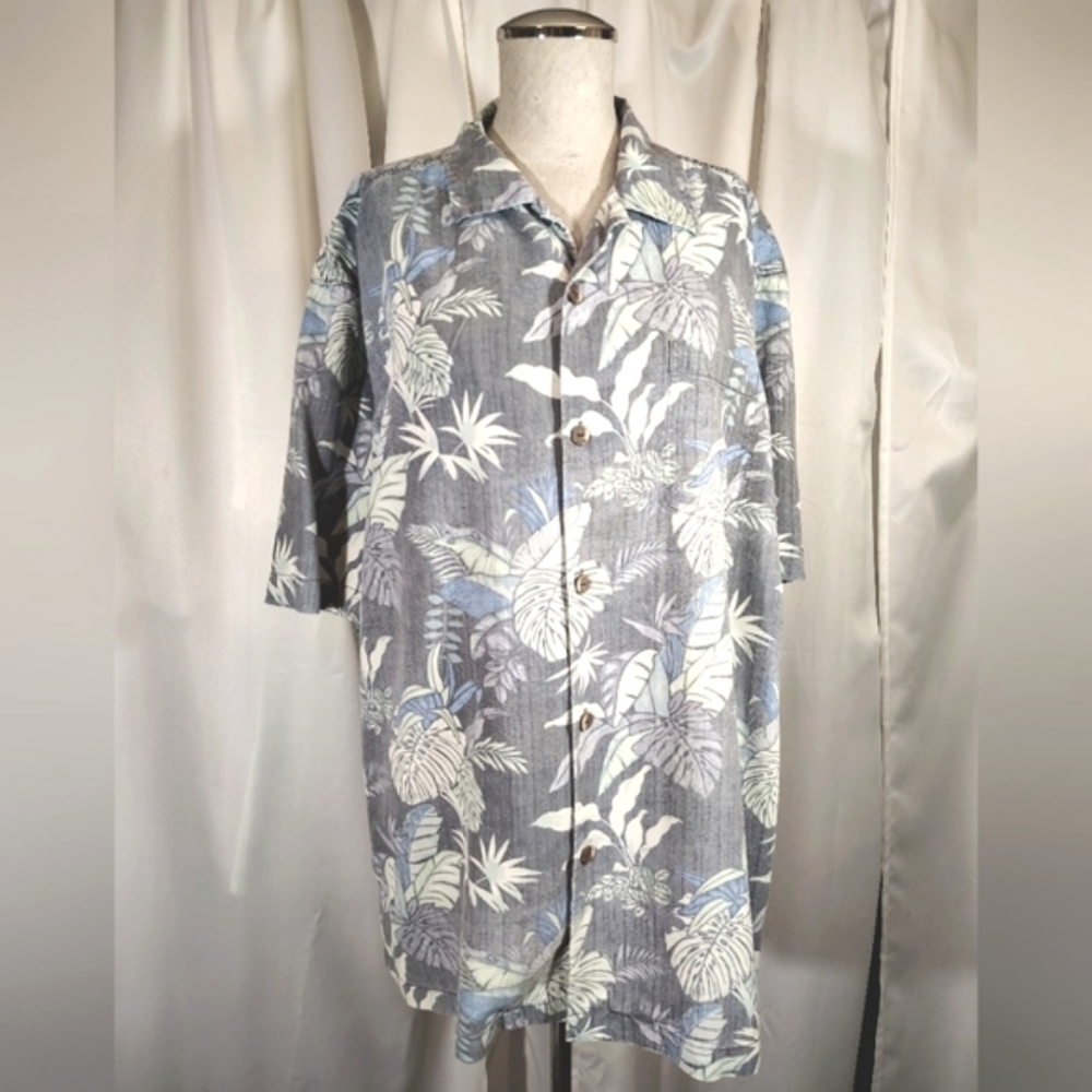 Tommy Bahama Shirt+Cap, Men SILK Short Sleeve Tropical Bttn Down,Collar, Pckt, L - Picture 2 of 16